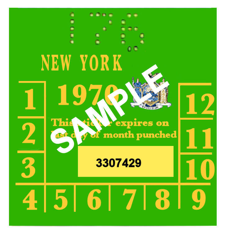 Modal Additional Images for 1970 New York INSPECTION Sticker